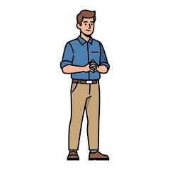 Obraz premium Cartoon Man Holding Remote Control Device.