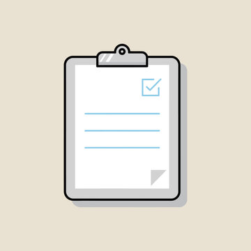 Clipboard with Document &ndash; Minimal Flat Vector Illustration of Checklist and Form