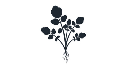 A striking silhouette depicts a cluster of leaves and stems showcasing the organic beauty of plant life