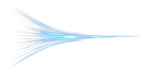 Bright blue light streams converging into a sharp glowing beam, with smooth curved trails and neon highlights, creating a dynamic futuristic energy effect on a dark or transparent background. © NAUM