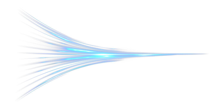 Bright blue light streams converging into a sharp glowing beam, with smooth curved trails and neon highlights, creating a dynamic futuristic energy effect on a dark or transparent background.