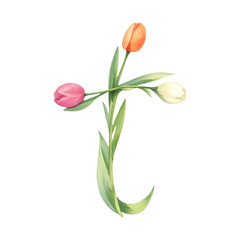 PNG Floral cross with tulips.