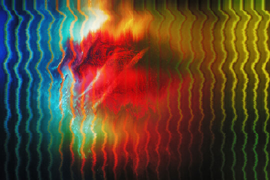 Abstract futuristic digital portrait with glitch and neural network effect