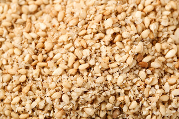 Fototapeta premium Peeled Sesame Seeds Texture - Cooked White Ingredients for Baking and Cooking
