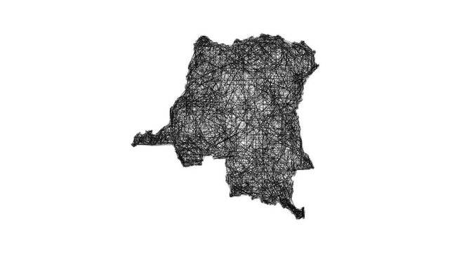 Sketch DR Congo outline map animation - smooth progressive reveal