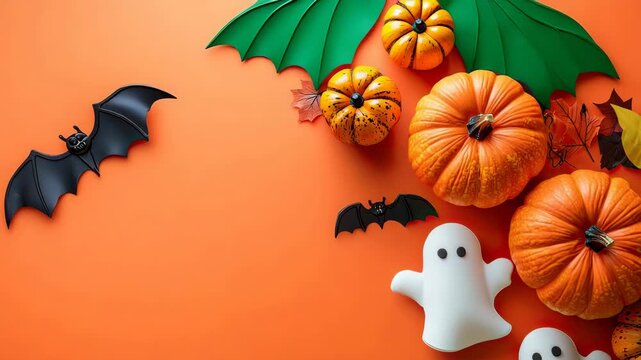 top view halloween concept. Selective focus