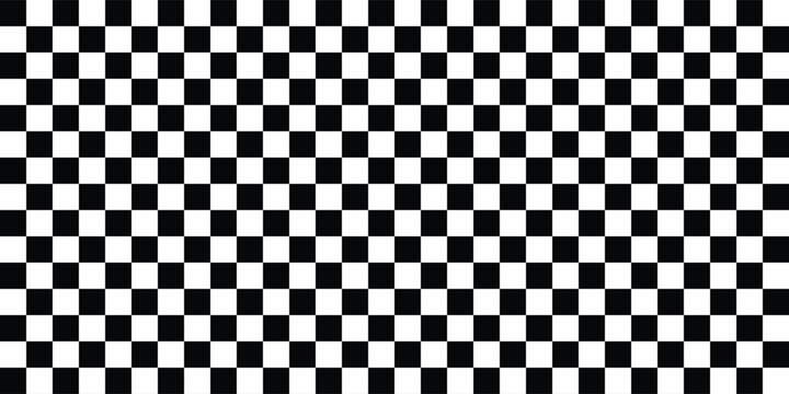 Black and white chess pattern. Checkerboard seamless vector illustration. Abstract checkered checkerboard for game. Grid geometric square shape. Race flag. Retro mosaic floor.