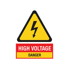 High Voltage Danger Sign with Lightning Bolt Symbol - Warning Alert