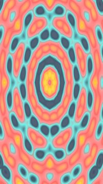 Psychedelic Kaleidoscope Loop Soft Coral Teal Yellow Pattern Animation