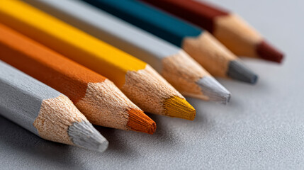 Obraz premium Colorful Pencils in a Row: Creative Tools for Art and Design Projects