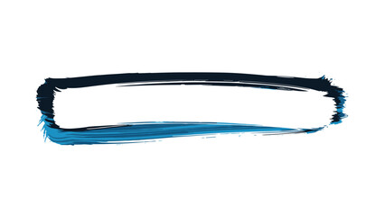 Dynamic horizontal paint brush stroke with a deep blue to black gradient and textured edges on a white background for titles.