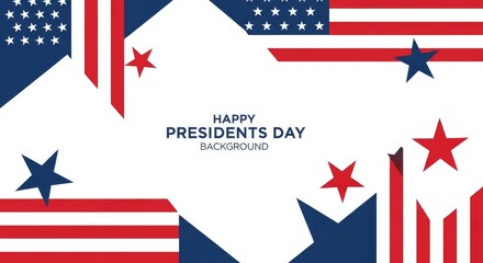 Obraz premium Happy presidents day with American flags and stars celebration background design 