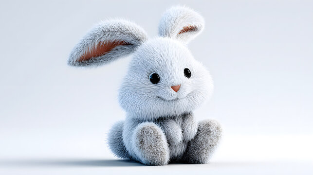 Cute Fluffy White Plush Bunny Toy