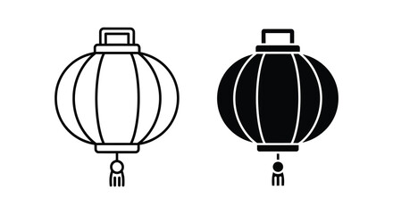 Fototapeta premium A minimalist depiction showcases two traditional chinese lanterns one outlined and one solid black side by side high quality professional