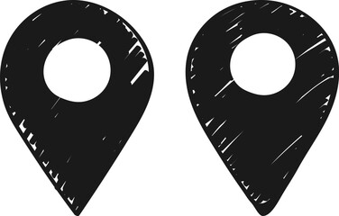 手書きのマップのピン　手描きの地図のアイコン