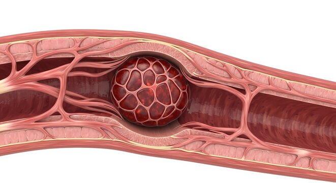Pulmonary Embolism Medical Illustration Showing Blood Clot in Lung Artery