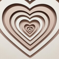 Obraz premium Layered paper cutout hearts in shades of beige and white