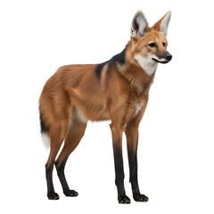 Obraz premium The majestic maned wolf stands tall, showcasing its unique features, including its striking reddish-brown fur and distinctive posture. 