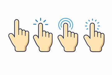 Fototapeta premium Simple Hand Click Icons Set
