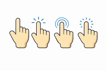 Obraz premium Simple Hand Pointing Icons Set