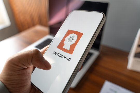 Anthropic logo is displayed on the screen of a smartphone, in Bangalore, India, on February 04, 2026