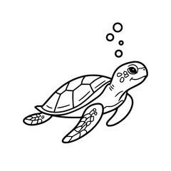 Simple black and white turtle illustration for coloring