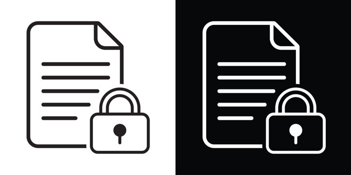 Document file icon with an close padlock symbol. Illustrates data accessibility, decrypted files, information security, and unlocked privacy. Perfect for cybersecurity and software interface themes.