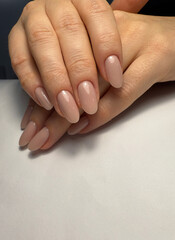 Nude Gel Nail Polish. Beige Manicure.
