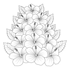 Obraz premium rose of sharon flower coloring page illustration with line art stroke of black and white hand drawn