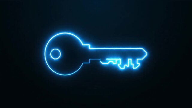 Animated key icon glowing pulsing lines minimal UI style animation