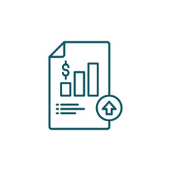 A png icon of a document with a chart and an upload button isolated on transparent background