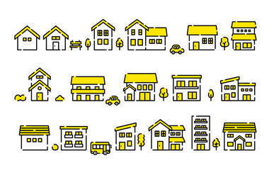 一戸建てやマンション・アパートなどの住宅アイコンセット