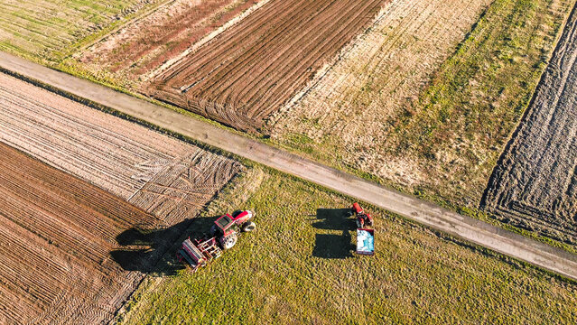 Methodical ploughing patterns on arable land