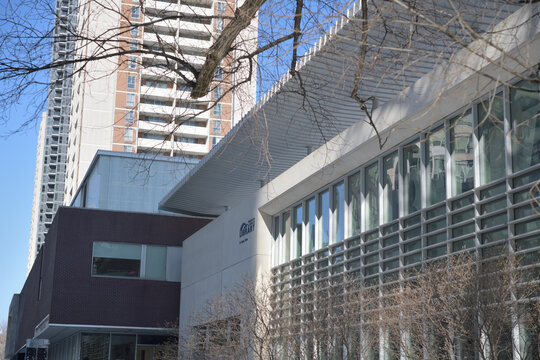 oblique angle view of Toronto Public Library - St. James Town Branch, 495 Sherbourne St