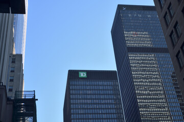 Fototapeta premium skyward view of (mostly) TD Centre - looking south on Bay St north of King St W, Toronto