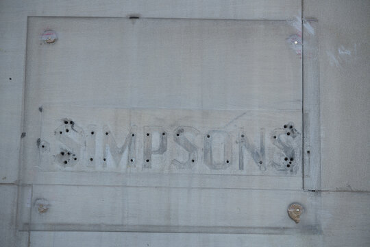 ghost sign of Simpsons, a defunct department store (Bay and Richmond St), Toronto