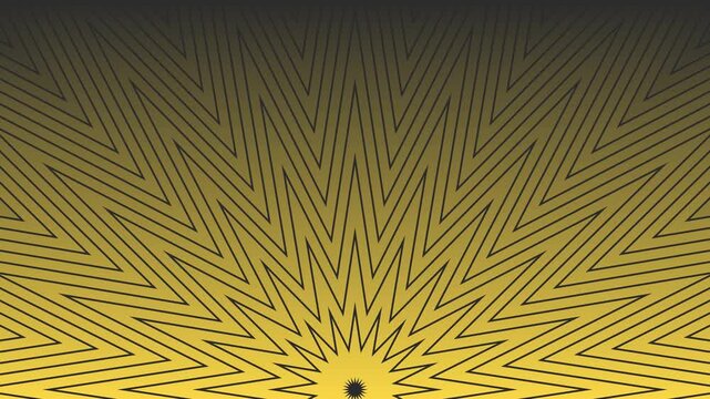 Abstract gold zigzag starburst lines pulsing on dark background