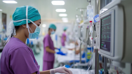 Obraz premium Surgeons operation in hospital.