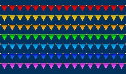 Garlands of colorful bunting flags