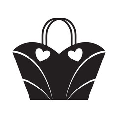 Stylish handbag with heart accents silhouette