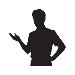 Man in polo shirt gesturing silhouette