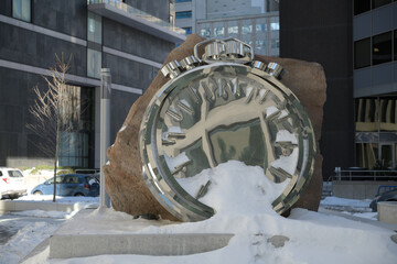 Fototapeta premium installation art by Ryan Gander called The Cat, the Clock and the Rock, at 234 Simcoe St, Toronto