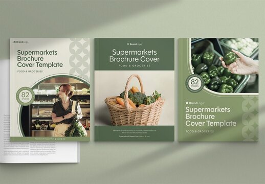 Brochure Cover Template for Reports & Documents with Shopping, Retail & Grocery Supermarket Theme
