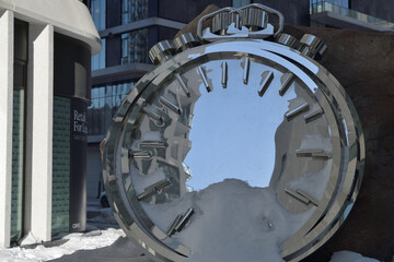 Fototapeta premium installation art by Ryan Gander called The Cat, the Clock and the Rock, at 234 Simcoe St, Toronto