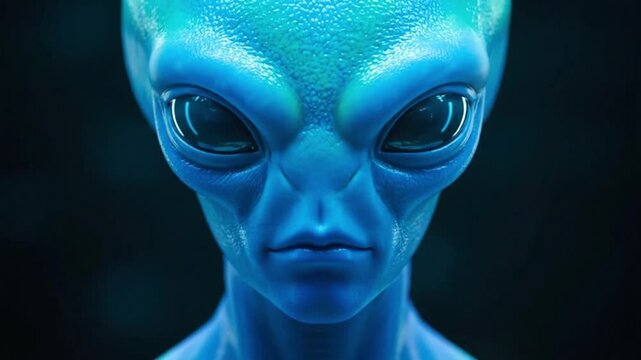 Blue alien portrait close-up detailed 3D rendering science fiction being