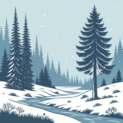 Winter Wilderness Scene in Modern Vector Format 56
