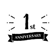 手書き風 のかわいいアニバーサリー 1st モノクロ