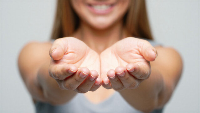 Open hands in a gesture of giving and receiving, female empowerment and support, representation matters, women's rights and equity, International Women&rsquo;s Day, allyship and solidarity