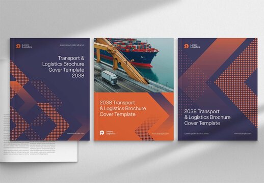 Modern Corporate Brochure & Report Cover Template in Transport, Logistics & Shipping Industry Theme