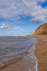A view along the Isle of Wight coastline near Whale Chine, on a sunny summer's morning